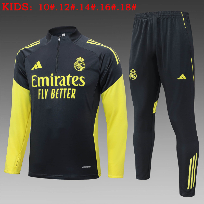 KIDS Real Madrid Long-sleeved half-pull training kit 2025/2026 New Season Football Jersey Sports Shirt
