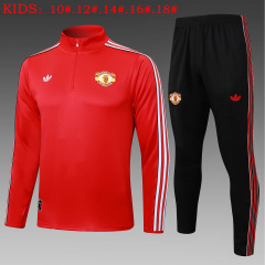 KIDS Manchester United Long-sleeved half-pull training kit 2025/2026 New Season Football Jersey Sports Shirt