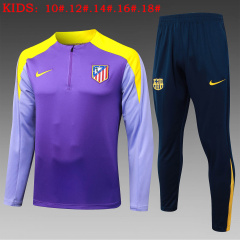 KIDS Atlético Madrid Long-sleeved Half-pull Training Kit 2025/2026 New Season Football Jersey Sports Shirt