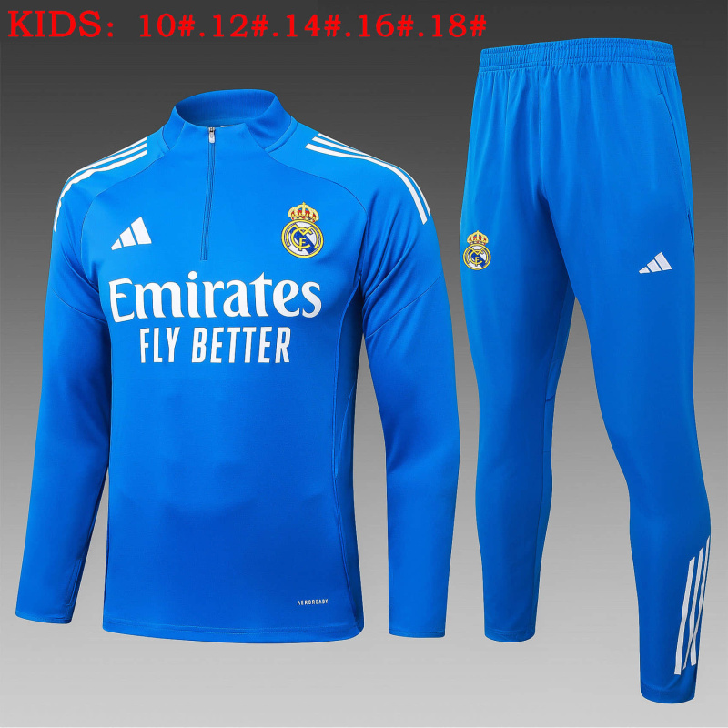 KIDS Real Madrid Long-sleeved half-pull training kit 2025/2026 New Season Football Jersey Sports