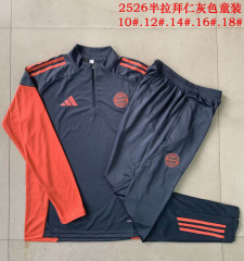 KIDS Bayern Munich Long-sleeved half-pull training kit 2025/2026 New Season Football Jersey Sports Shirt