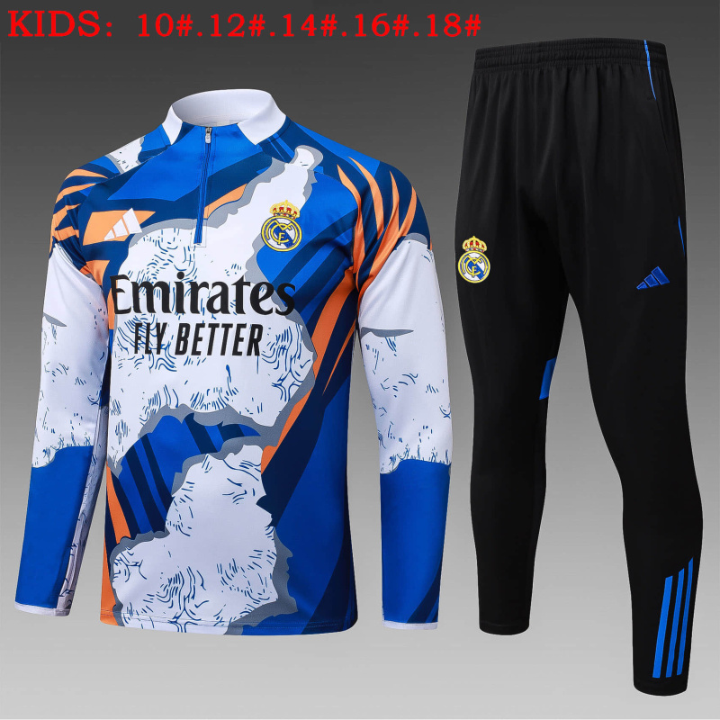 KIDS Real Madrid Long-sleeved half-pull training kit 2025/2026 New Season Football Jersey Sports