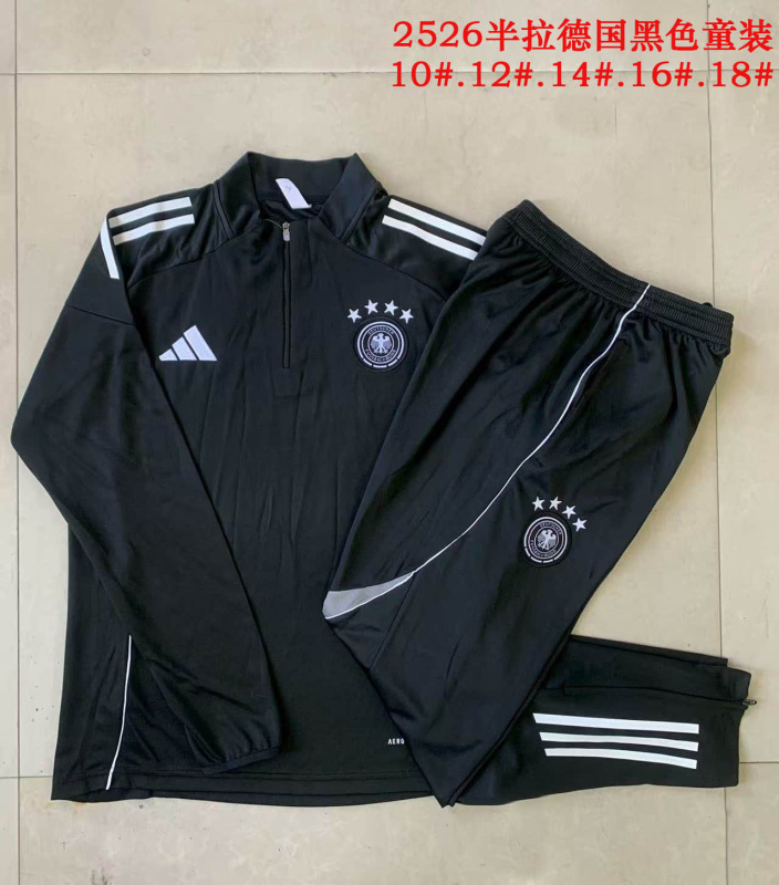 KIDS Germany Long-sleeved half-pull training kit 2025/2026 New Season Football Jersey Sports Shirt