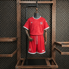 Kids Kit Tunisia Home 2025/2026 New Season Football Jersey Sports Shirt