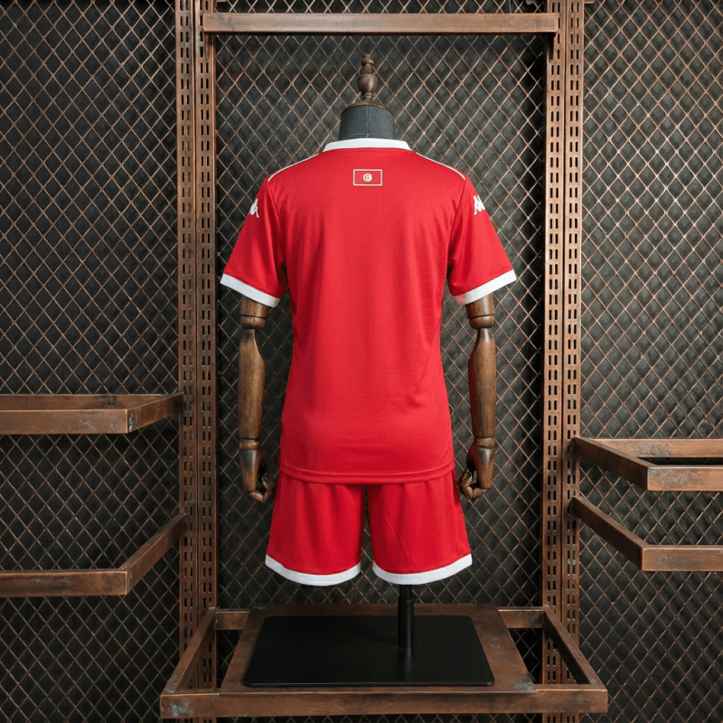 Kids Kit Tunisia Home 2025/2026 New Season Football Jersey Sports Shirt