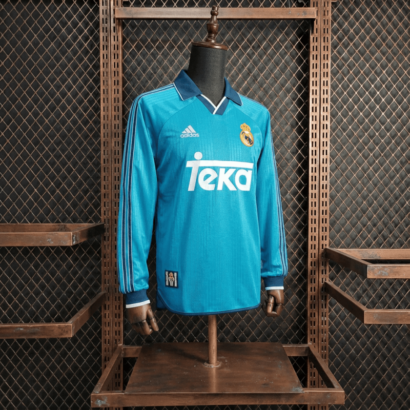 Retro Real Madrid Third Away Long-Sleeved 99/00  Season Football Jersey Sports Shirt
