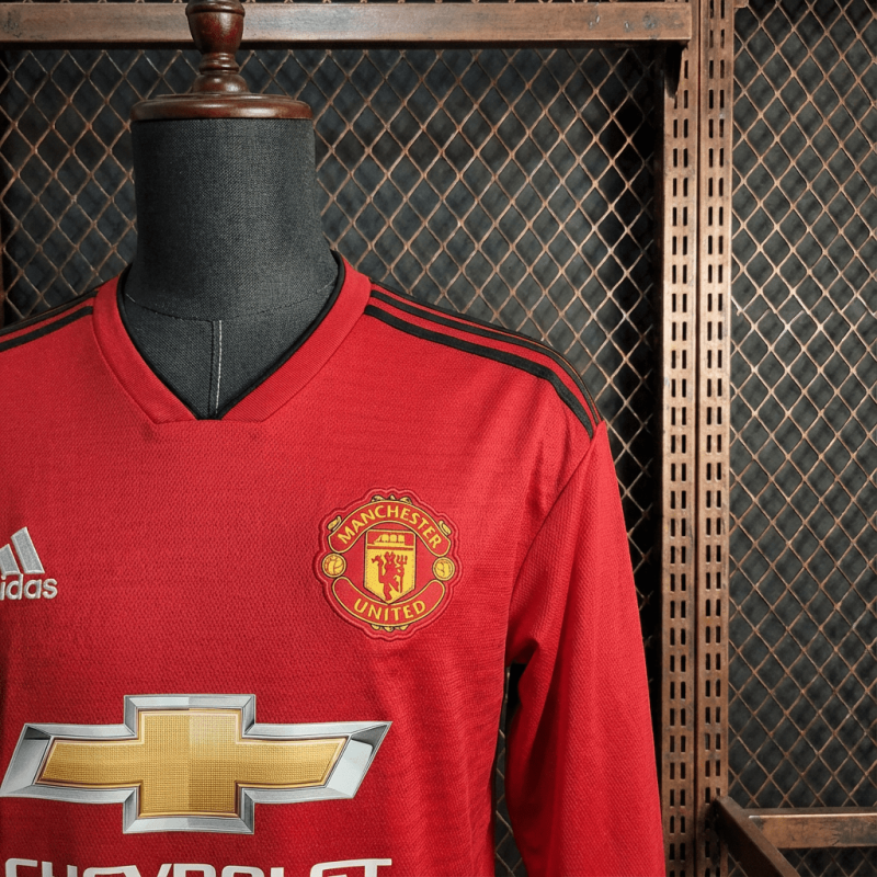 Retro Manchester United Home Long-Sleeve 2018/19 Season Football Jersey Sports Shirt