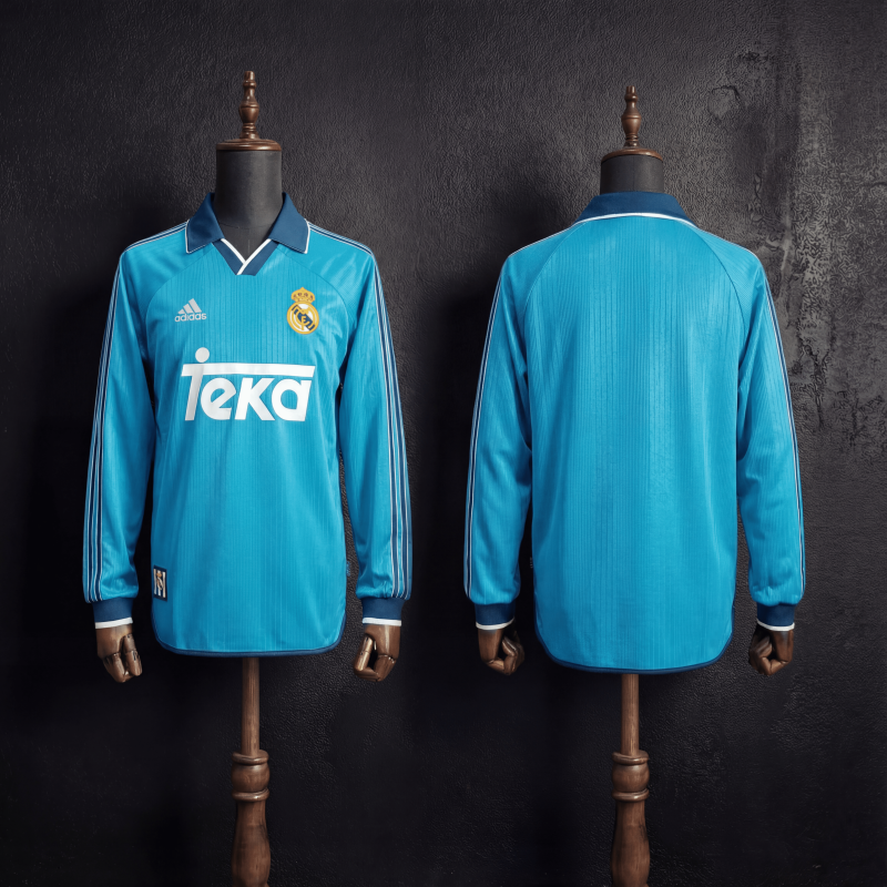Retro Real Madrid Third Away Long-Sleeved 99/00  Season Football Jersey Sports Shirt