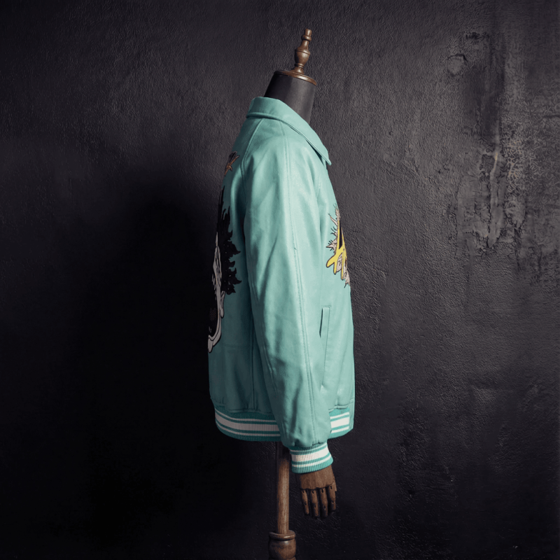 Avirex x Hellstar Scream Face Graphic Leather Bomber Jacket