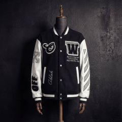 Off-White Black and White Patched Varsity Jacket