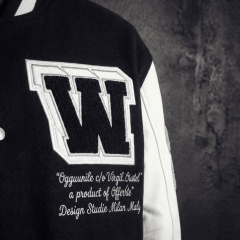 Off-White Black and White Patched Varsity Jacket