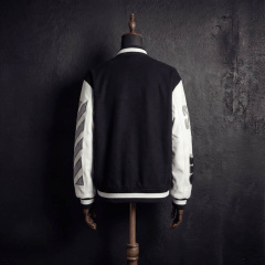 Off-White Black and White Patched Varsity Jacket