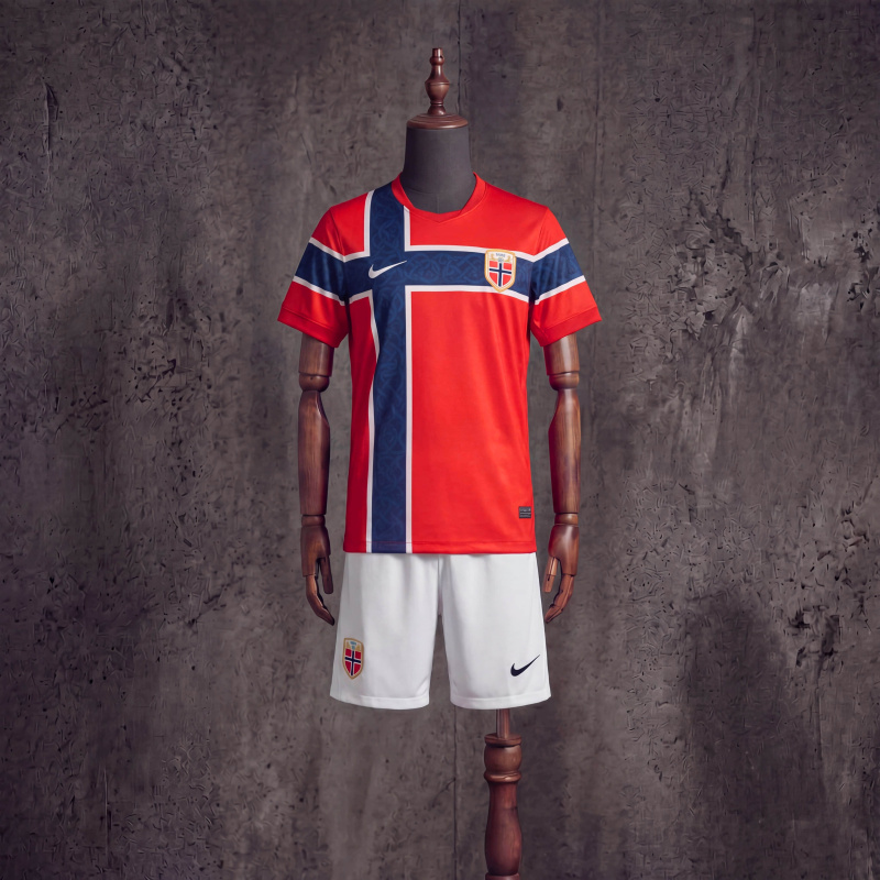 Kids kit Norway home FIFA World Cup 2026 jersey sizes 16-28