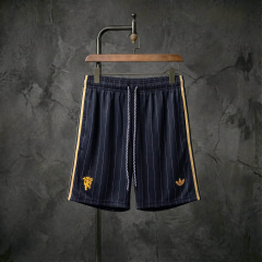 Manchester United x adidas Originals black striped shorts, sizes S-XXL