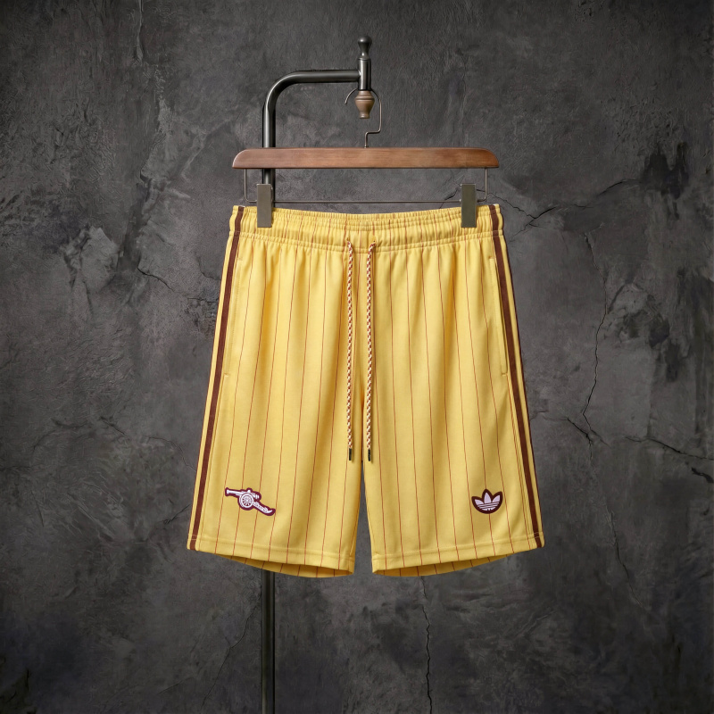 Arsenal x adidas Originals yellow striped shorts, sizes S-XXL