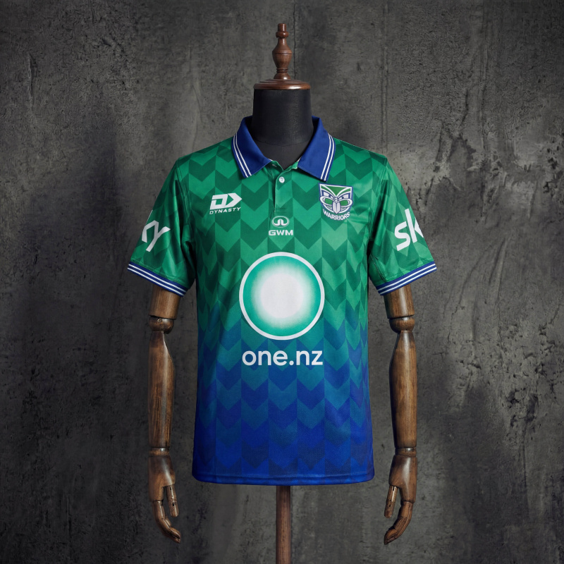 New Zealand Warriors 2026 Pre-Season NRL Rugby Jersey, Green Blue Chevron Gradient Top S-5XL