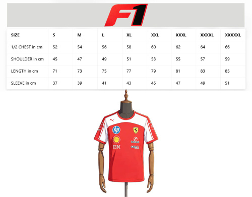 Scuderia Ferrari F1 Red Team Tee, Formula 1 Racing Short Sleeve Casual T-Shirt S-5XL