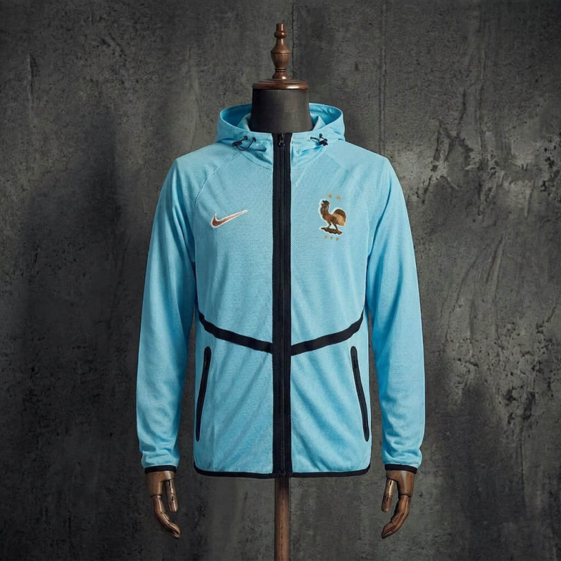 France 2026 World Cup Light Blue Grid Hooded Training Jacket S-XXL