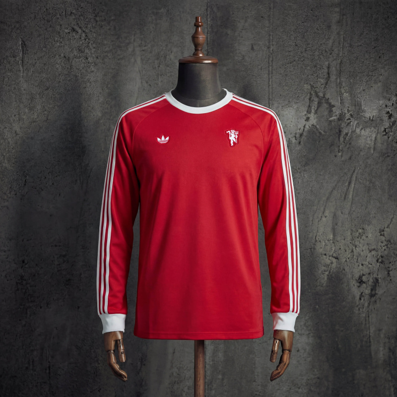 Manchester United x Adidas Originals Retro Long Sleeve Jersey Red White Football Shirt S-XXL