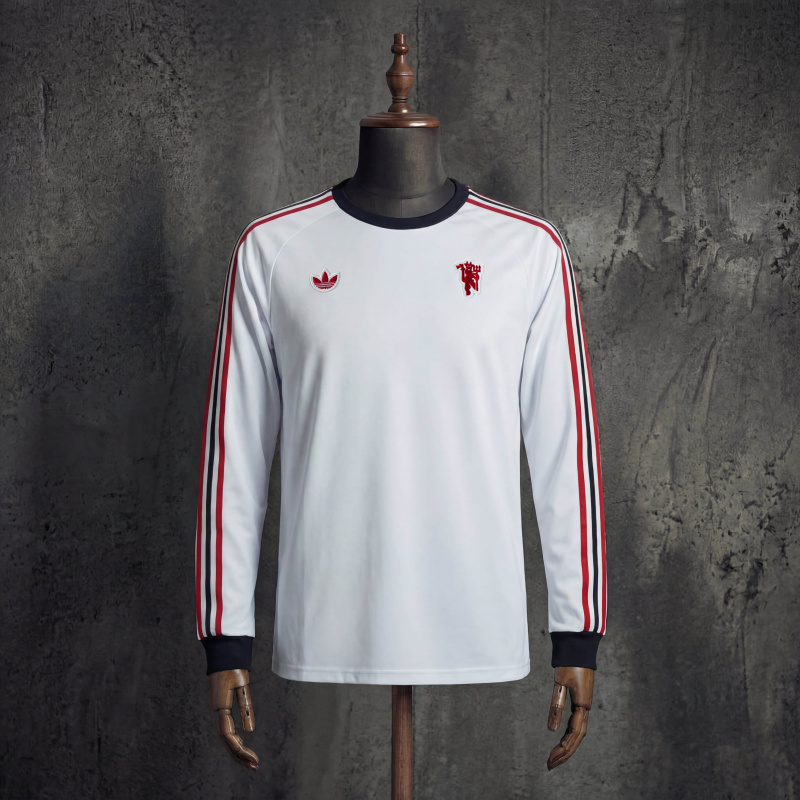 Manchester United x Adidas Originals Retro OG Long Sleeve Jersey White Football Shirt S-XXL