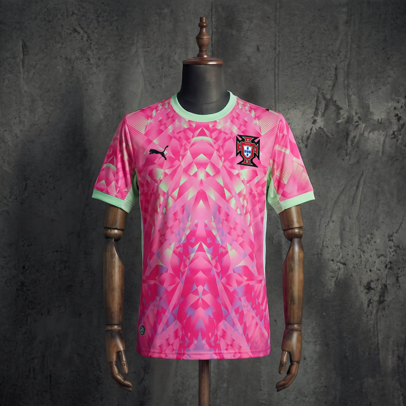 Portugal 2026 World Cup Goalkeeper Jersey Pink Mint Green Soccer Shirt S-4XL