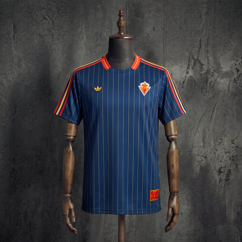 Real Zaragoza x Adidas Originals Retro Icon Jersey Navy Blue Pinstripe Football Shirt S-XXL