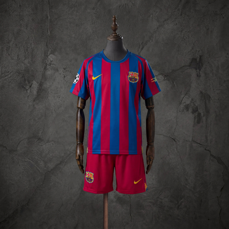 Retro Kids Kit Barcelona 05-06 Home (UEFA Champions League) Jersey SIZE 16-28