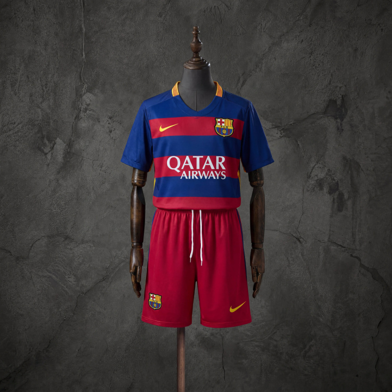 Retro Kids Kit Barcelona 15-16 Home Jersey Size 16-28