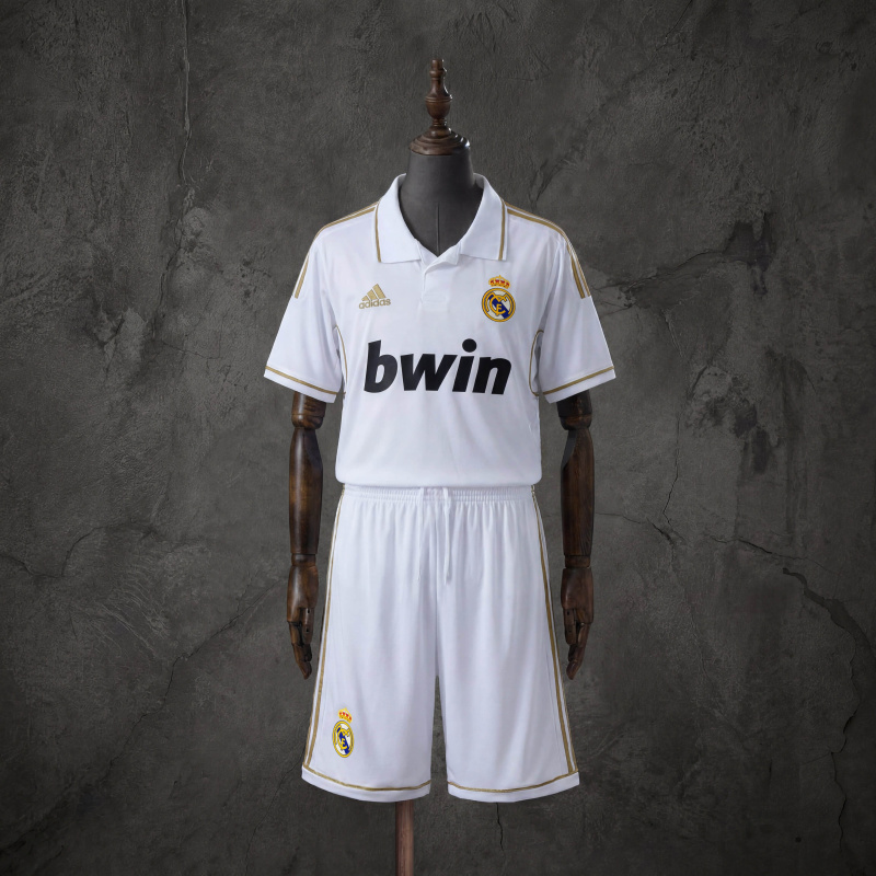 Retro Kids Kit Real Madrid 11-12 Home Jersey Size 16-28