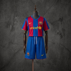 Retro Kids Kit Barcelona 07-08 Home Jersey Size 16-28