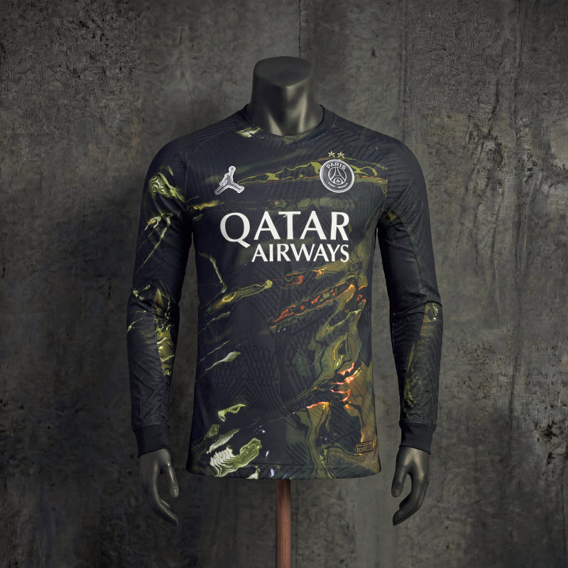 2-Star Champions Player Version PSG Night Edition Long-Sleeve Jersey, Sizes S-XXL