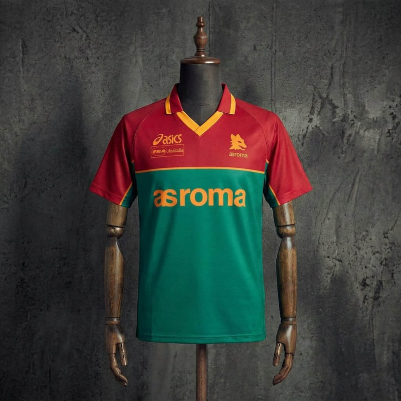 Roma 1990s Third Retro Jersey Classic Green Red Asics Soccer Kit Size S-XXL