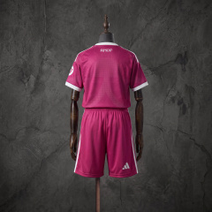Real Madrid 2026-27 Away Kids Fan Kit Adidas Pink Football Jersey Shorts Set Sizes 16-28