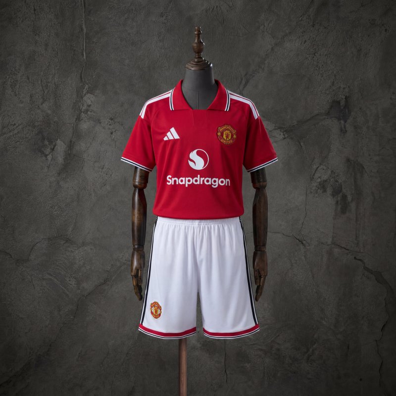 Manchester United 2026-27 Home Kids Fan Kit Adidas Red Football Jersey Shorts Set Sizes 16-28