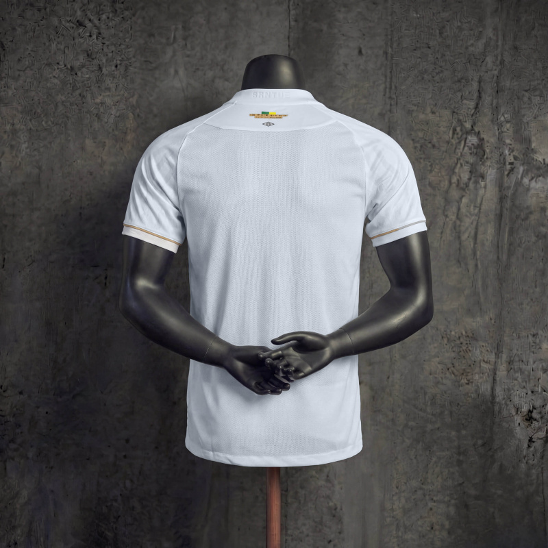 2026 Santos FC White Wavy Texture Player Version Soccer Jersey Umbro Gold Trim Away Match Shirt S-XXL