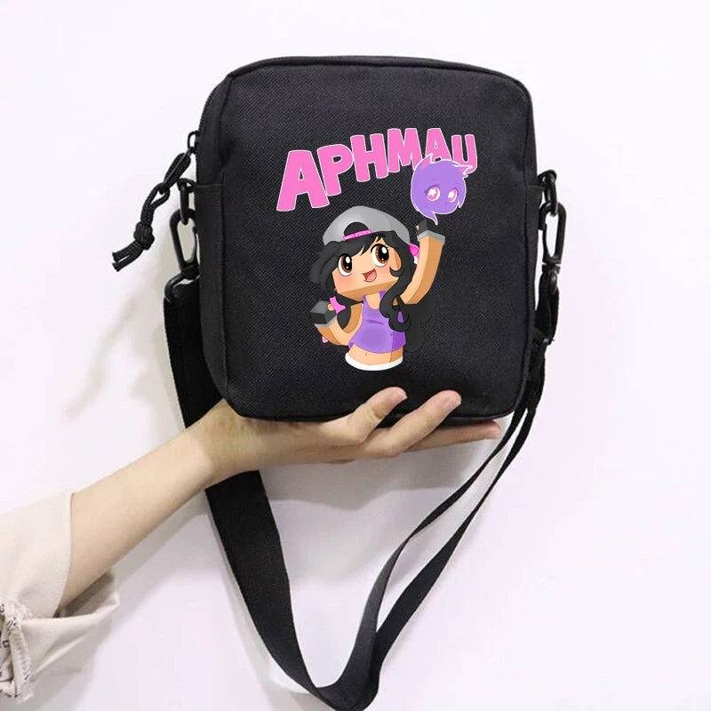 Cartoon Cute Aphmau School Bag Peripheral Oblique Bag Small Square Bag One Shoulder Oblique Backpack for Boy and Girls
