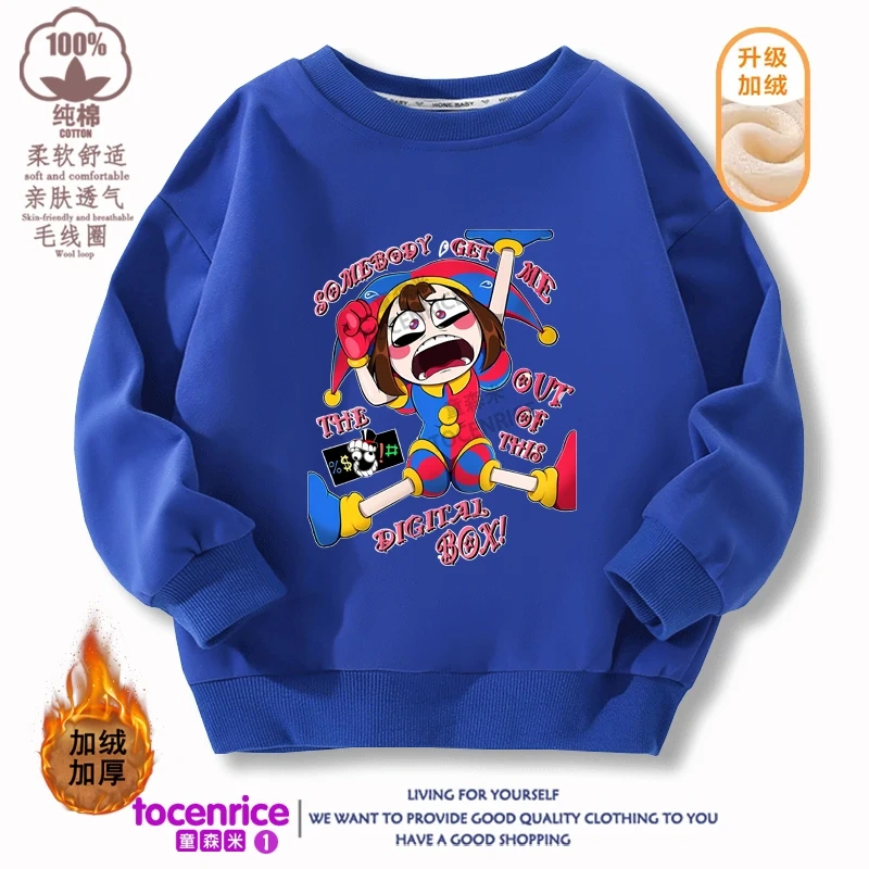2023 The Amazing Digital Circus Pomni Print Sweater Girl Boy Sweatshirts Children Kid Cartoon Hoodies Kid Pullover Cotton Clothe