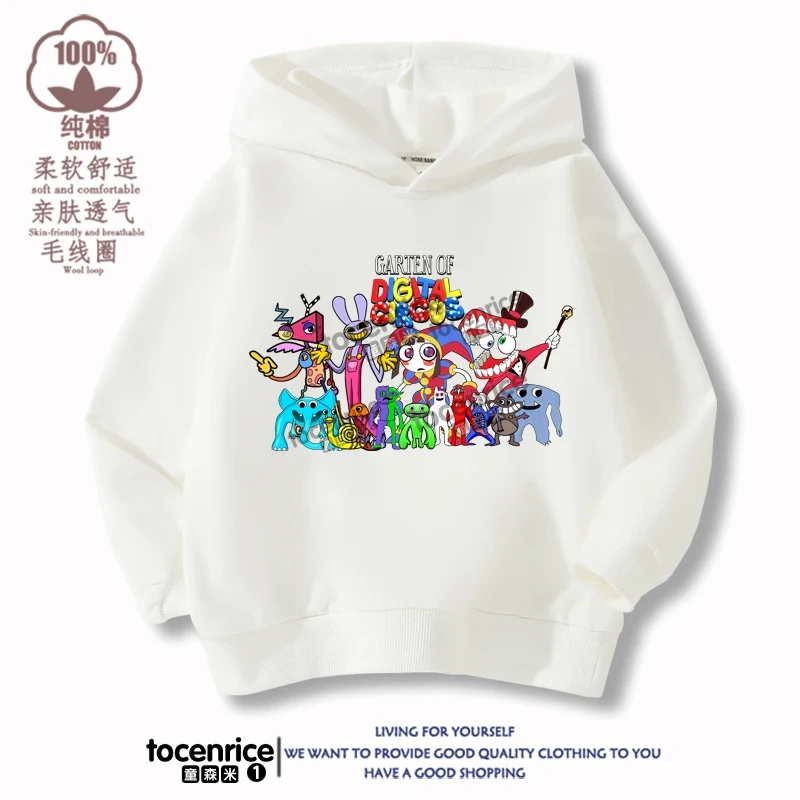 The Amazing Digital Circus JAX  Winter Autumn Velvet Hoodies Children Boys Hooded Sweatshirts Clothes for Kids Pullovers Tops
