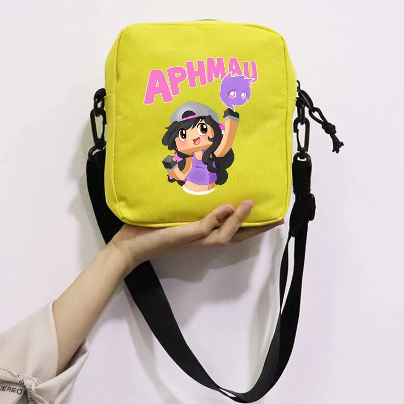 Cartoon Cute Aphmau School Bag Peripheral Oblique Bag Small Square Bag One Shoulder Oblique Backpack for Boy and Girls