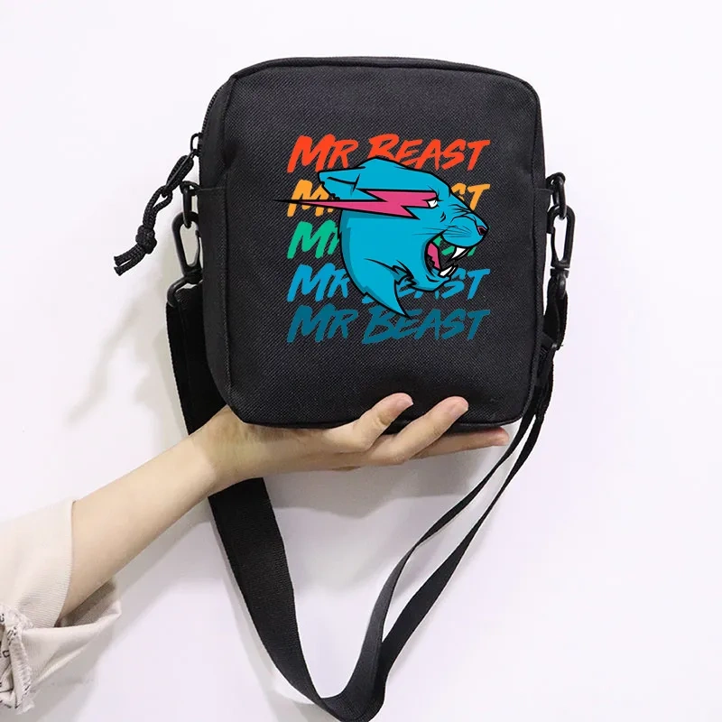 Mr Wolf Beast Printing School Bag Peripheral Oblique Bag Small Square Bag One Shoulder Oblique Backpack for Boy and Girls
