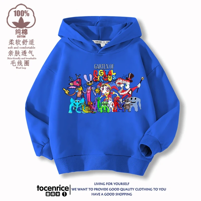 The Amazing Digital Circus JAX  Winter Autumn Velvet Hoodies Children Boys Hooded Sweatshirts Clothes for Kids Pullovers Tops