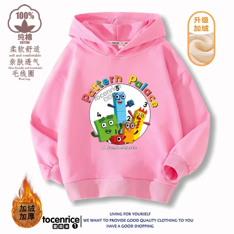 Numberblocks Hoodie Number Stuffed Sweatshirts Autumn Winter Coats Kids Pullovers Hoodies Baby Boys Girls Children's Clothing