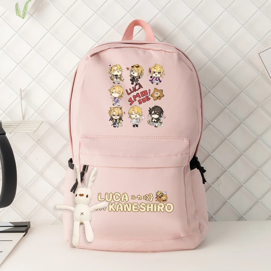 Anime Luxiem VTuber Cosplay Vox Akuma Mysta Luca ShuYamino Leisure Double Root Student High Capacity Zipper Cartoon Bag Backpack