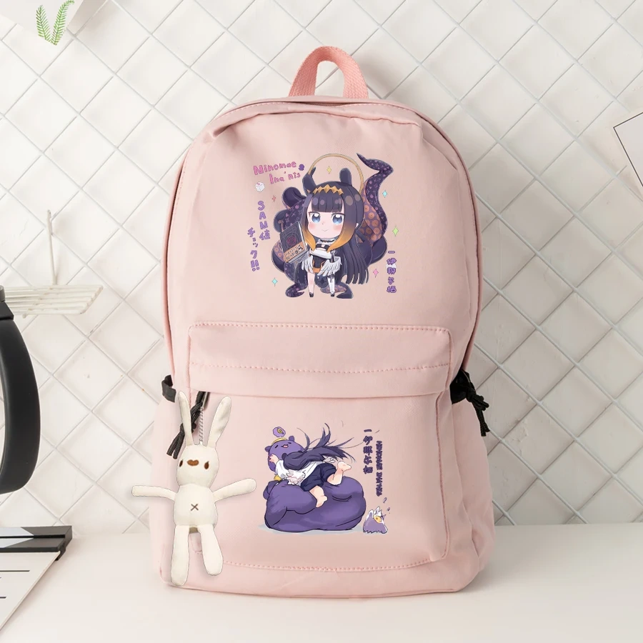 Anime VTuber Cosplay Ninomae Ina'nis Leisure Student High Capacity Zipper Cartoon Bag Backpack Schoolbag Nylon Shoulder Bags