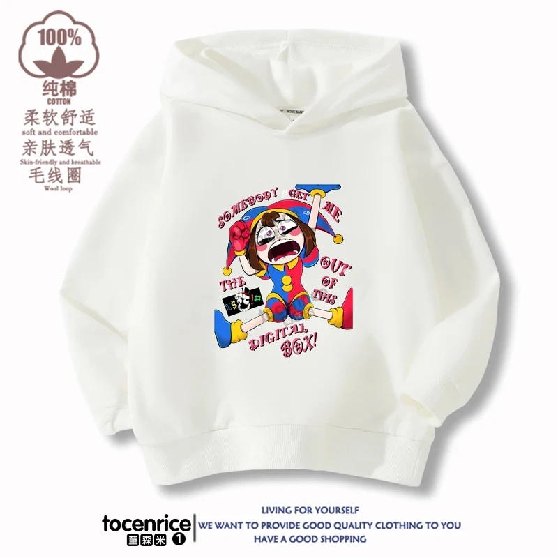 New 2023 Game The Amazing Digital Circus pomni Velvet Hoodies Children Boys Hooded Sweatshirts Clothes for Kids Pullovers Tops
