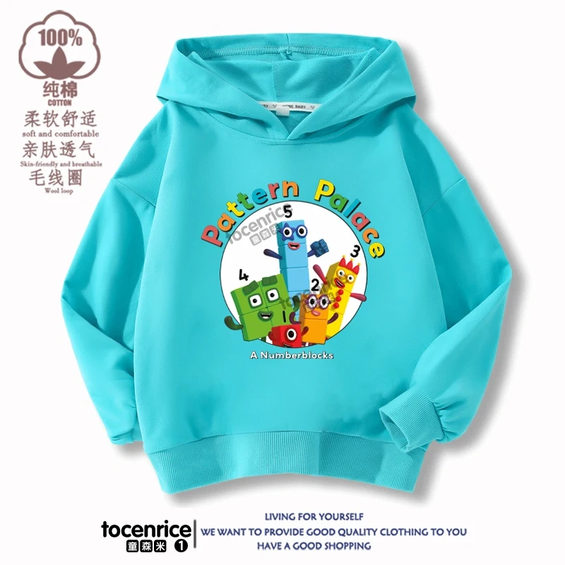 Numberblocks Hoodie Number Stuffed Sweatshirts Autumn Winter Coats Kids Pullovers Hoodies Baby Boys Girls Children's Clothing