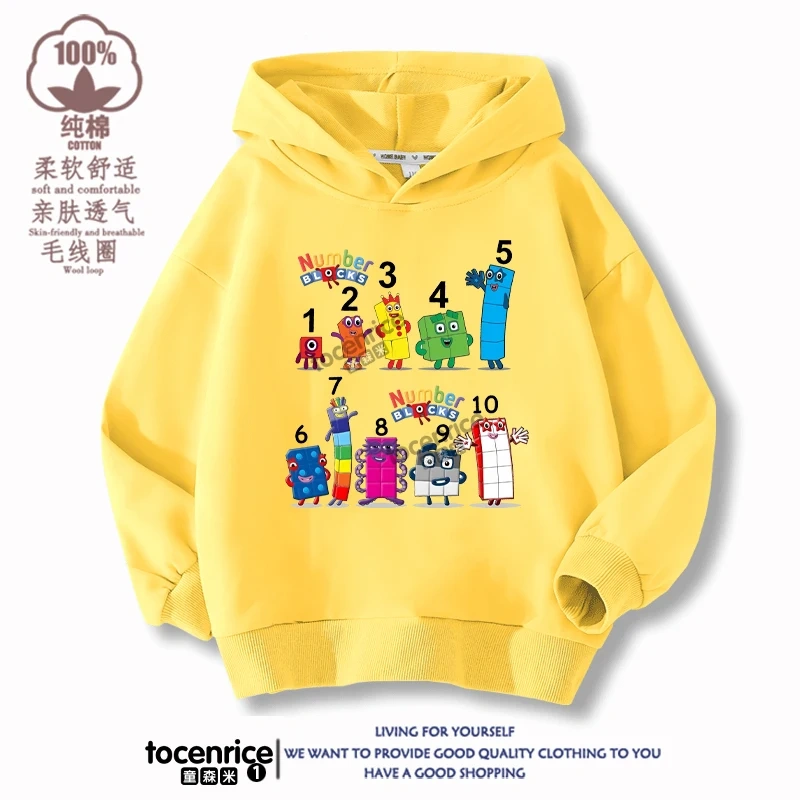 Numberblocks Hoodies Children Pullover Tops Autumn Long Sleeve Sweatshirt Boys Girls Hoody Streetwear Kids Clothes Sudadera
