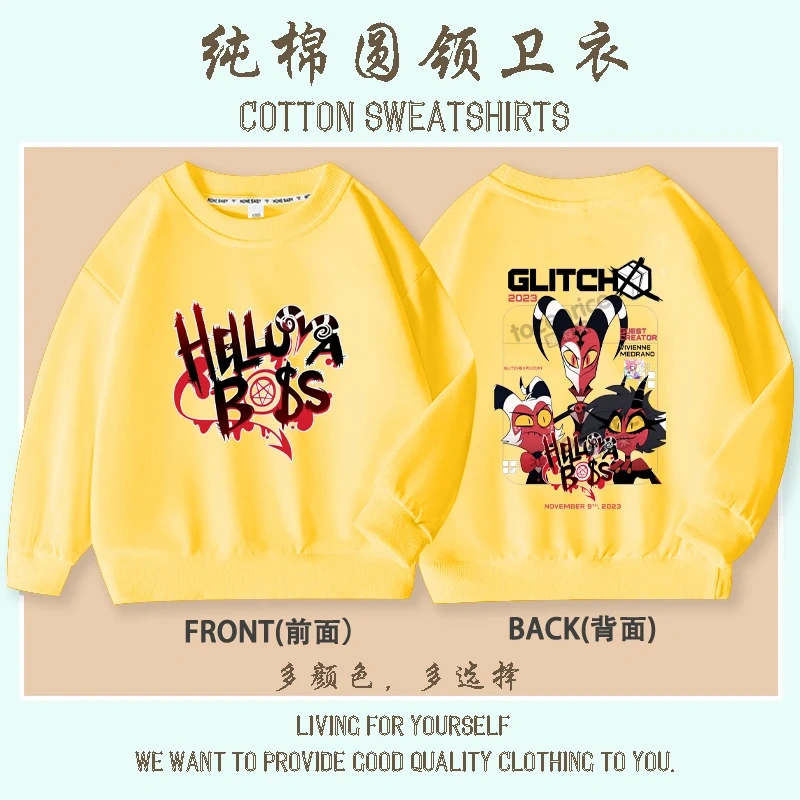 Cartoon Helluva Boss Moxxie Hoodies Kids Cartoon Sweatshirts Tops Casual Boys Girls Pullovers Long Sleeve Children Sportwear