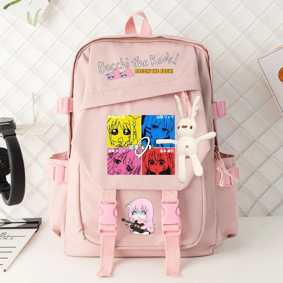 Bocchi The Rock Anime Backpacks Bags for Teenager Hiking Zip Portable Trekking Bags Grocery Fashion Large Capacity School Bags