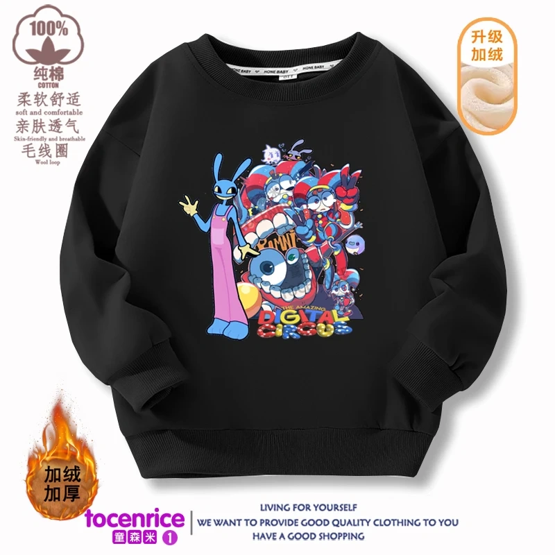 The Amazing Digital Circus Pomni Jax print Sweater Girl Boy Sweatshirts Children Kid Cartoon Hoodies Kid Pullover Cotton Clothes